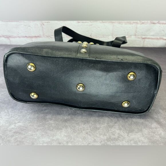 Yves Saint Laurent Studded Y Black Leather Tote Bag Large - Picture 7 of 15